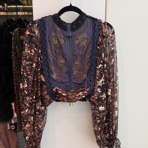 Free People Multicolor Embroidered Blouse